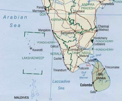 लक्षद्वीप से कोलंबो पोर्ट सिटी की दूरी
